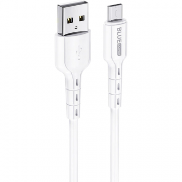 BLUE Power Cablu Date si Incarcare USB-A - microUSB BLUE Power BMDU01 Novel, 18W, 1m, Alb