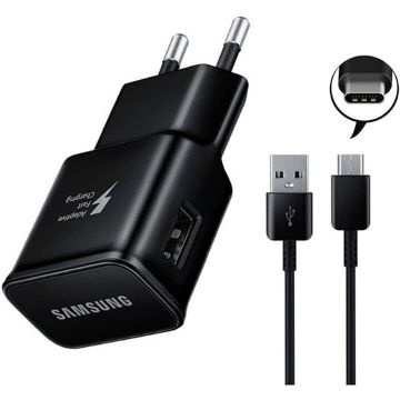 Samsung Incarcator Retea cu cablu USB Type-C Samsung EP-TA200B + DG970BBE, Quick Charge, 15W, 1.5 m, 1 X USB, Negru GP-PTU020SOBBQ / GP-TOU021RFABW