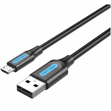 Vention Cablu alimentare si date Vention, USB 2.0 la micro USB, 2m, rata transfer 480 Mbps, invelis PVC, Negru, COLBH