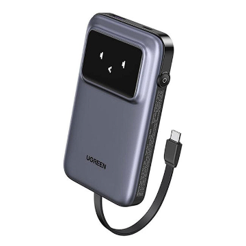 Acumulator Extern 10000mAh    USB-A USB-C  Cablu USB-C 30W   Gri