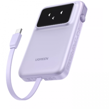Acumulator Extern Uno 10.000mAh 30W Cablu USB-C Incorporat Violet