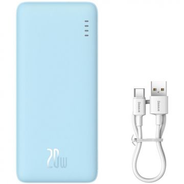 BASEUS POWER BANK Baseus Airpow, 10000mAh, 20W, 1 x USB; 1 x USB Type-C, total 3A, albastru