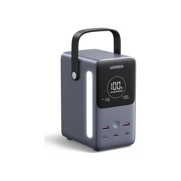 Baterie externa UGREEN 48.000mAh,300W,Portable Charging Power Bank PB770, incarcare bidirectionala, Ecran Smart, 5 porturi, Gri