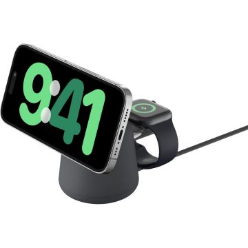 Belkin Belkin BOOST CHARGE PRO 2-in-1 Wireless Charging Dock with MagSafe 15W - Charcoal