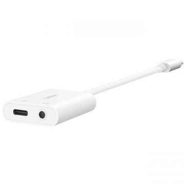 Belkin Belkin ROCKSTAR 3.5 mm audio + USB-C Charge Adapter - White