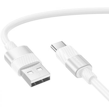 Borofone Cablu alimentare si date Borofone „BX106”, Fast Charging Data Cable pentru smartphone, USB la USB Type-C 3A, 1m, alb
