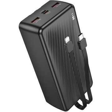 Borofone Power bank Borofone „BJ57B”, 30000mAh, 22.5W, 2 x USB, 1 x cablu USB Type-C, 1 x cablu Iphone Lightning, negru