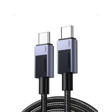 Cablu de date si incarcare UGREEN USB-C to USB-C PD 3.1 Fast Charging Cable L513, USB C la USB C, Negru, 1m