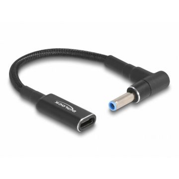 Delock Adaptor de incarcare laptop USB type C la HP 4.5 x 3.0 mm M-T 0.15m, Delock 60031