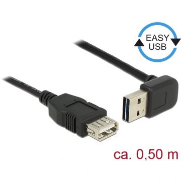 Delock Delock Cable USB AM-AF 2.0 0.5m Black Angled Up/Down USB-A Easy-USB