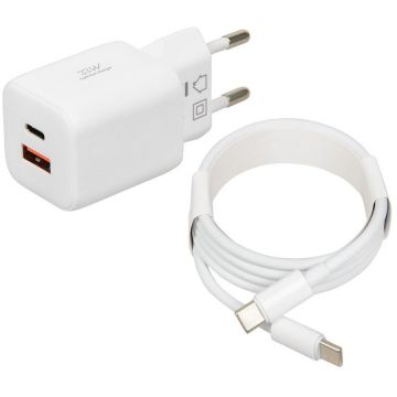 Incarcator C-42 GaN PD33W  USB A USB C Cablu Inclus  Alb