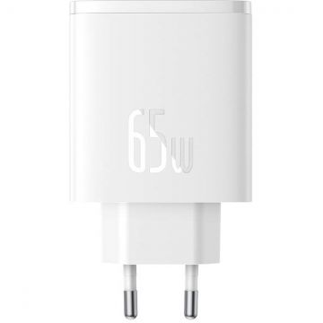 Incarcator Cube Pro GaN, USB si 2x USB-C, 65W, Alb