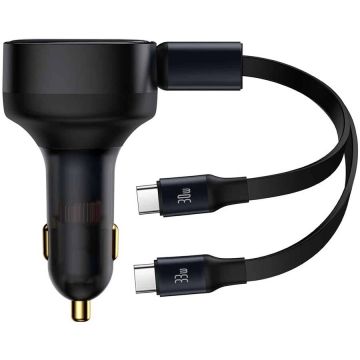 Incarcator Enjoyment, 2x USB-C tata, 33W, Negru