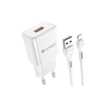 Incarcator Retea 18W QC3.0 1xUSB PD 1xUSB Type-C Alb