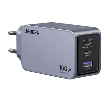 Incarcator Retea Nexode 100W  Fast Charger EU 1x USB-A 2x USB-C Gri