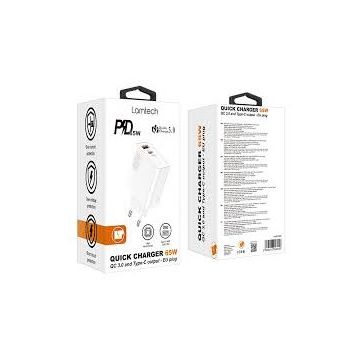 Incarcator Retea QC3.0 PD 65W 1xUSB 1xUSB Type-C Alb
