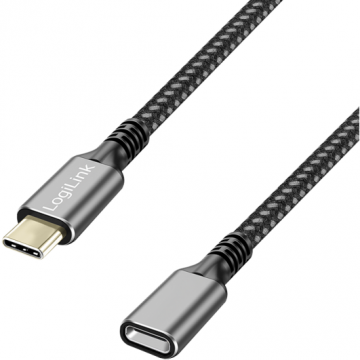 logilink CABLU alimentare si date LOGILINK, pt. smartphone, USB 3.2, USB Gen Type-C (T) la USB Type-C (M), 2m, PD 100W, 2 x ecranat, Aluminiu, Negru&gri, CUA0109