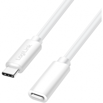 logilink CABLU alimentare si date LOGILINK, pt. smartphone, USB Type-C (T) la USB Type-C (M), 1m, PD 100W, 2 x ecranat, Plastic, Alb, CU0220