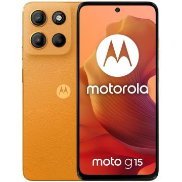 Smartphone Motorola Moto g15, 256GB, 8GB RAM, Dual SIM, 4G, Tri-Camera, Sunrise Orange