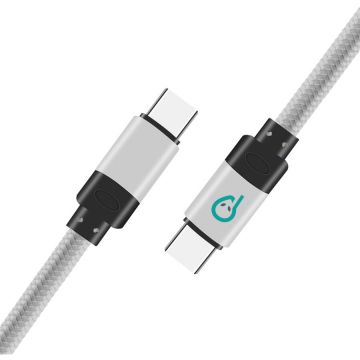 spacer CABLU alimentare si date SPACER, pt. smartphone, USB Type-C (T) la USB Type-C(T), braided, ambalaj punga, 1.8m, silver