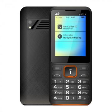 Telefon Mobil iSEN F23, Negru Portocaliu, 4G, Ecran de 2.4  , 48MB RAM, 128MB ROM, Radio FM, BT, Camera de 8W, Dual SIM Hybrid, Baterie de 1800mAh
