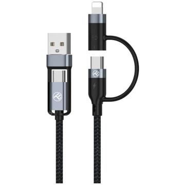 Tellur Cablu 4in1 Tellur USB/Type-C to Type-C (PD65W)/tip Lightning (PD20W), 1m, negru