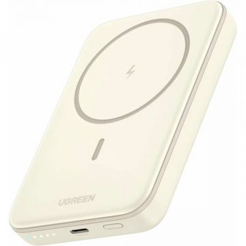 Ugreen Baterie Externa Wireless UGREEN PB561, 10000mAh, 20W, PD + FQI, 1 x QI - 1 x USB-C, Bej