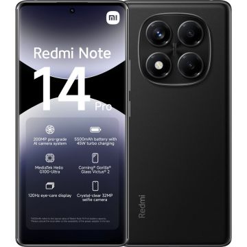 Xiaomi Telefon mobil Xiaomi Redmi Note 14 Pro, 12GB RAM, 512GB, 5G, Negru