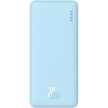 Acumulator extern Airpow 10000 mAh, 20W, USB/USB-C, Cablu USB-C inclus, Albastru