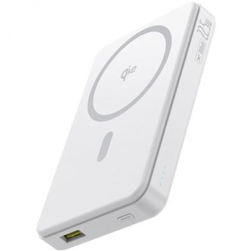 Acumulator extern Airpow2 Qi2 Magnetic, 10000mAh, 22.5W, USB/USB-C, Cablu USB-C inclus, Alb