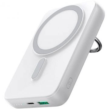 Acumulator extern JR-W050 Powerbank, 20W, 1xUSB, 1xUSB-C, Incarcare wireless, Alb