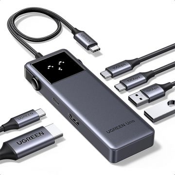 Adaptor multifunctional UGREEN 6-in-1 USB-C Hub CM888, 2 x USB A 3.2, 2 X USB C 3.2, 1 X USB C PD 100W, 1 X HDMI 4K, Gri