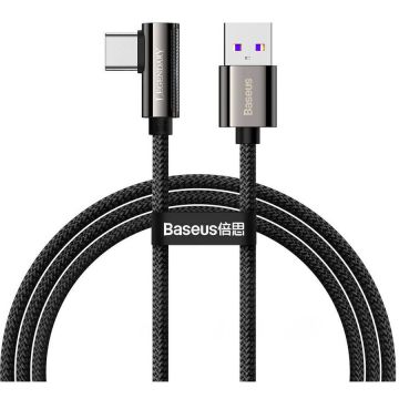 BASEUS CABLU alimentare si date Baseus Legend Elbow, Fast Charging Data Cable pt. smartphone, USB la USB Type-C 66W, Braided, 1m, Negru CATCS-B01