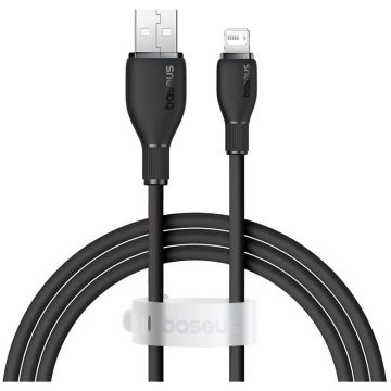 BASEUS CABLU alimentare si date Baseus Pudding, Fast Charging Data Cable pt. smartphone, USB la Iphone Lightning 2.4A, 1.2m, Negru P10355700111-00