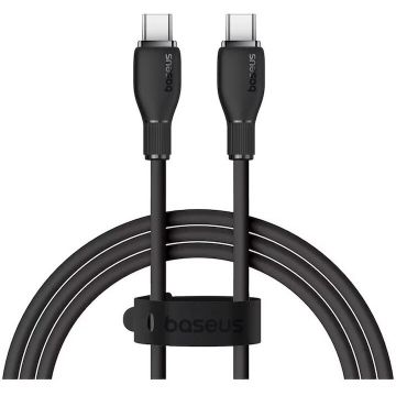 BASEUS CABLU alimentare si date Baseus Pudding, pt. smartphone, USB Type-C la USB Type-C, 100W, 1.2m, Negru