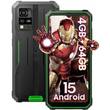 Blackview Telefon mobil Blackview BV4800 SE, 4G, Rezistent la praf/anti-picatura, 12GB Ram(4GB + 8GB extensibili), 128GB, Android 15, 5100mAh, NFC, Verde