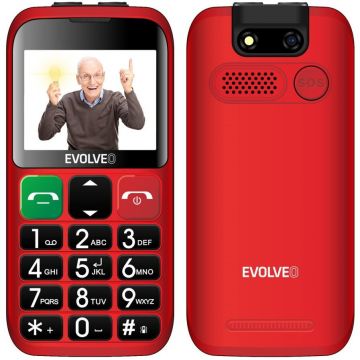 Evolveo Evolveo EasyPhone ET, telefon mobil pentru seniori cu suport de încărcare, Dual Sim, 2 g, 32 MB, Roșu