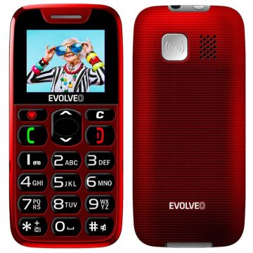 Evolveo Evolveo EasyPhone, telefon mobil pentru seniori cu suport de încărcare, Roșu