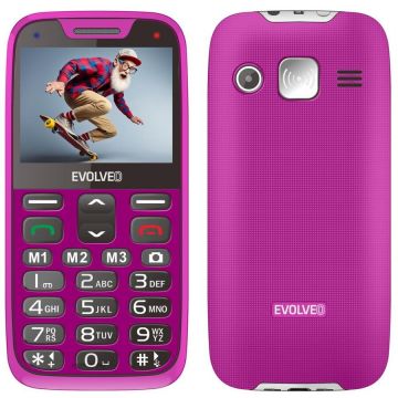 Evolveo Evolveo EasyPhone XR, telefon mobil pentru seniori cu suport de încărcare, 32 MB, 2 G, Roz