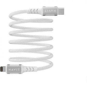 HAVIT Cablu de date Havit CB6298 pentru Apple - Magnetic USB type C la Lightning, Lungime 1 m, Alb