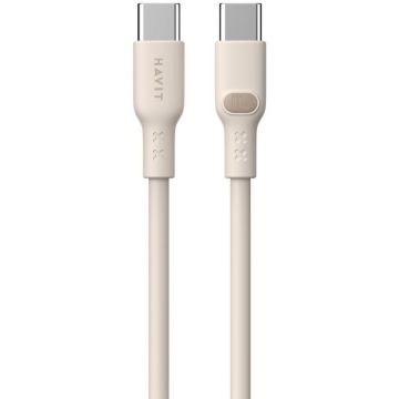 HAVIT Cablu de date si incarcare Havit CB6284 - USB Type C la USB Type C, Lungime 2.0 m,  Bej