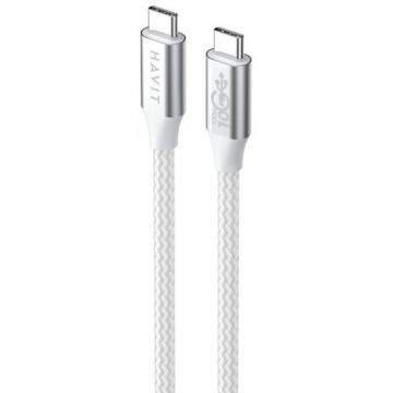HAVIT Cablu universal de incarcare si date Havit CB6290, USB Type C(T) la USB Type C(T), Lungime1 m, Alb-gri