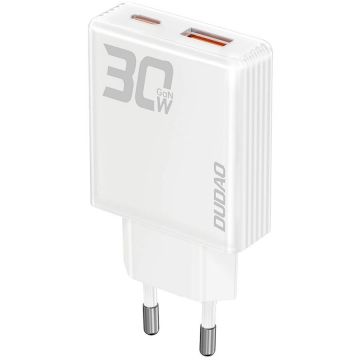 Incarcator A30EU GaN, USB/USB-C, 30W, Alb