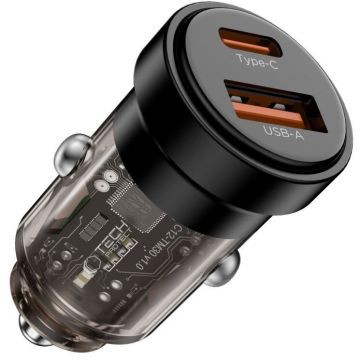 Incarcator CC03, USB/USB-C, PD 30W, Quick Charge 3.0, Negru