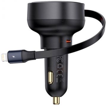 Incarcator Enjoyment Pro, USB-C, 55W, Cablu Lightning integrat, Negru