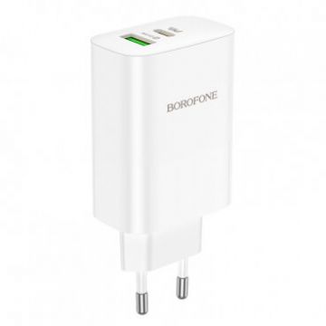 Incarcator Incarcator Retea Borofone BN10, 65W, 5A, 1 x USB-A - 1 x USB-C, Alb