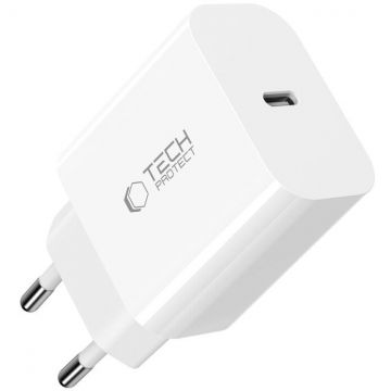 Incarcator NC20W, USB-C, 20W, Cablu USB-C 1m inclus, Alb