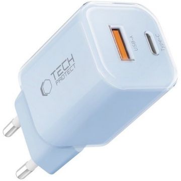 Incarcator NCM33, USB/USB-C, Quick Charge 3.0, Power Delivery 33W, Albastru
