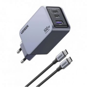 Incarcator Retea Cu Cablu USB-C X757 Nexode Pro 100W 3A 1 x USB-A - 2 x USB-C Gri