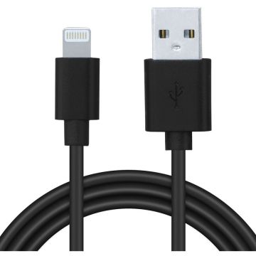 spacer CABLU alimentare si date SPACER, pt. smartphone, USB 2.0  la Lightning , pentru Iphone,PVC,Retail pack, 1m, Negru; SPDC-LIGHT-PVC-BK-1.0